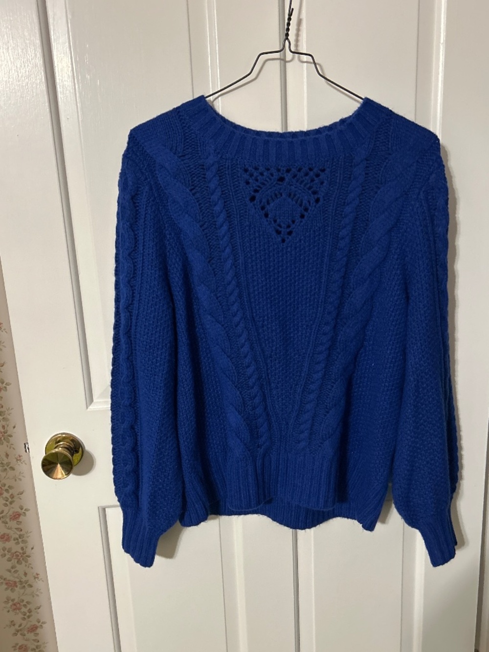 Talbots royal blue cable knot crew neck sweater XL